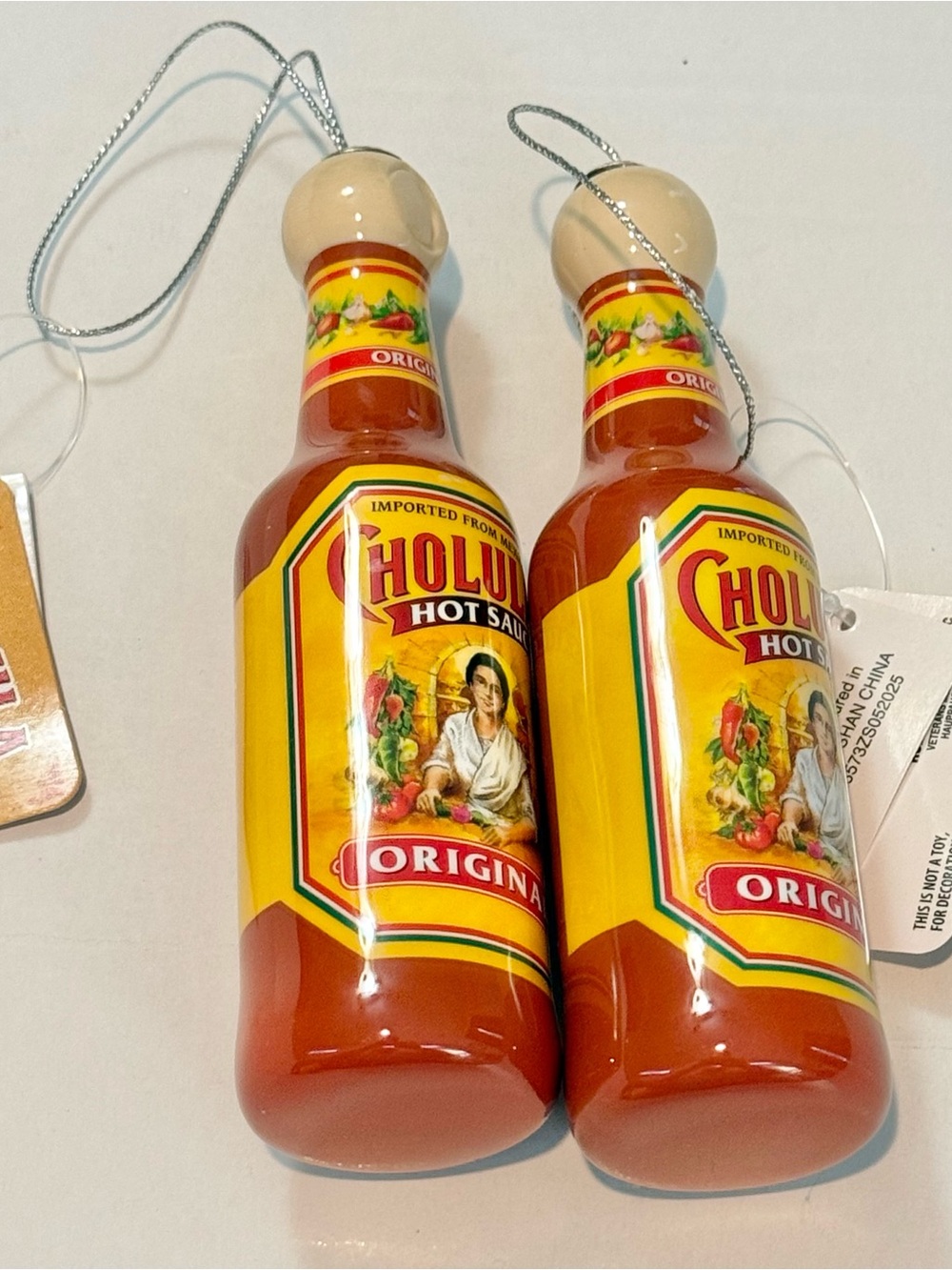 Cholula Hot Sauce Decoupage Holiday Ornament, Orange, Plastic, by Ruz (2)